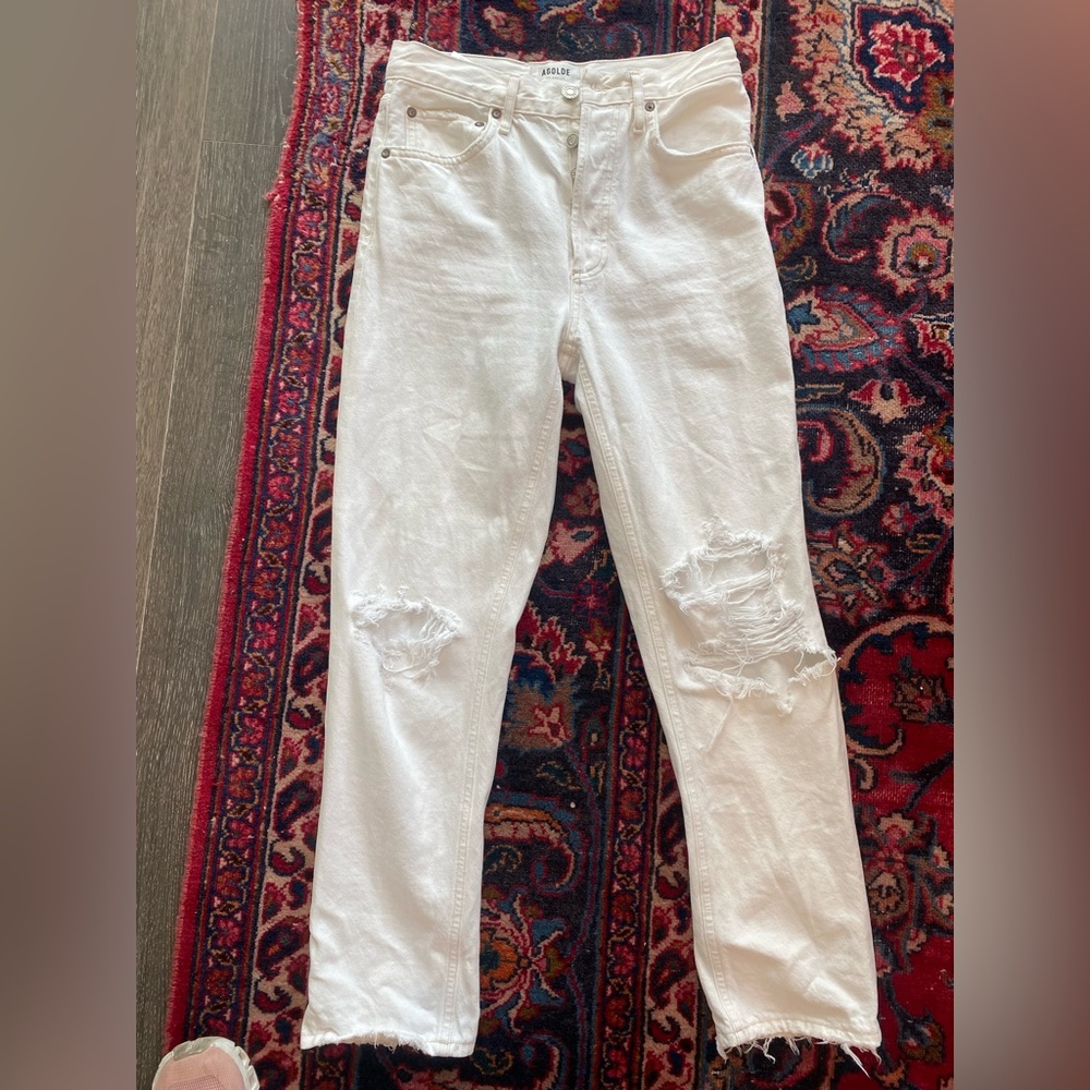 RILEY HIGH RISE STRAIGHT CROP IN VEIL AGOLDE